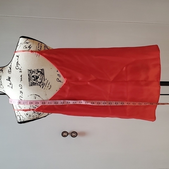 Womens Coral Satin/Silky Lined Camisole Top Adj.Straps Layering Essential Sz.L - Picture 3 of 4